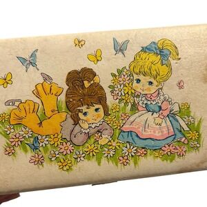 1970s Vintage Laurel Japan Music Box Ballerina Girls Butterflies Flowers Wood